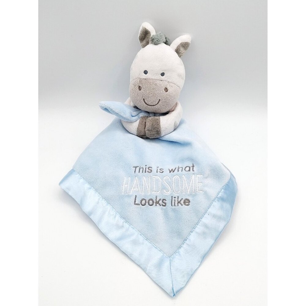 Carters Zebra This is What Handsome Looks Like Security Blanket Lovey Rattle